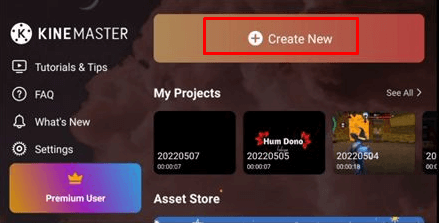 How to create a new project in Kinemaster 2023